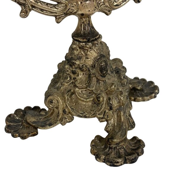 Antique Decorative French-Style Ornate Bronze Vanity Mirror Tilting Stand - Picture 8 of 9